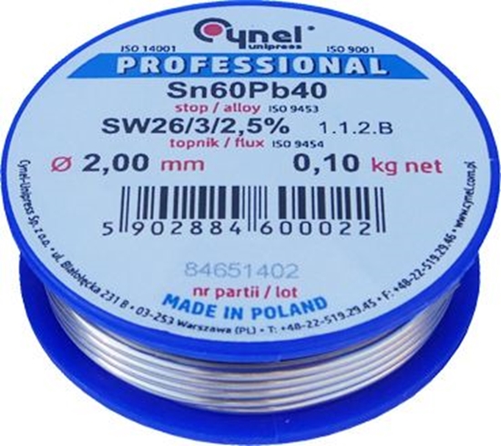 Picture of Mojeledy Cyna 2,00mm 100g SW26/3/2.5% spoiwo lutownicze (Sn60Pb40)