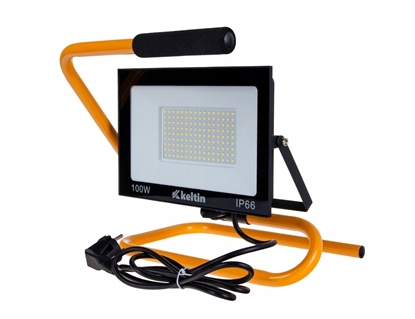 Изображение Nawietlacz LED 100W ze statywem budowlanym i przewodem  barwa biaa zimna 6500K (10)