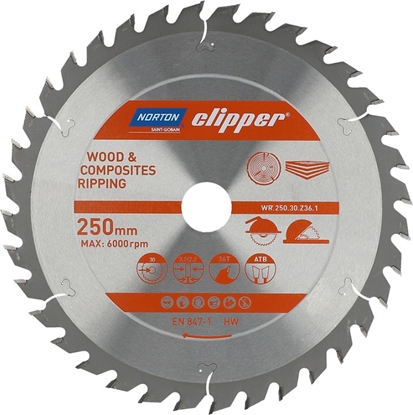 Picture of Norton Clipper NORTON PIA TARCZOWA 250mm x 30mm x 36z DREWNO I KOMPOZYTY ATB (3,2 / 2,2) N70184608066
