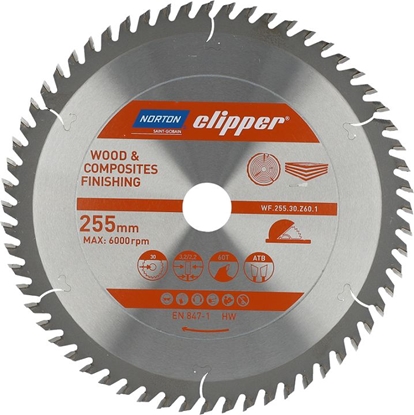 Picture of Norton Clipper NORTON PIA TARCZOWA 250mm x 30mm x 60z DREWNO I KOMPOZYTY ATB (3,2 / 2,2) N70184608110