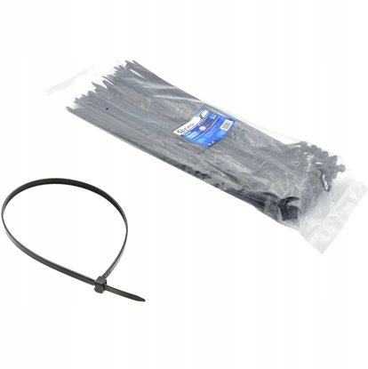 Attēls no Opaski zaciskowe nylonowe czarne 350x4.8mm UV 100szt. (100)