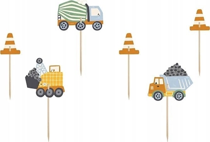 Изображение Party Deco Dekoracje do muffinek Pojazdy budowlane 4-7cm 6szt