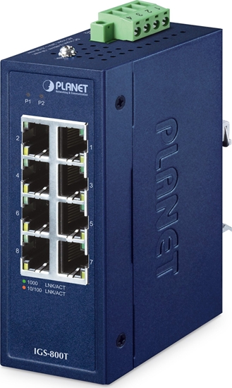 Picture of PLANET IP30 Compact size 8-Port IGS-800T Nie zarzdzany Gigabit Ethernet (10/100/1000) Niebieski