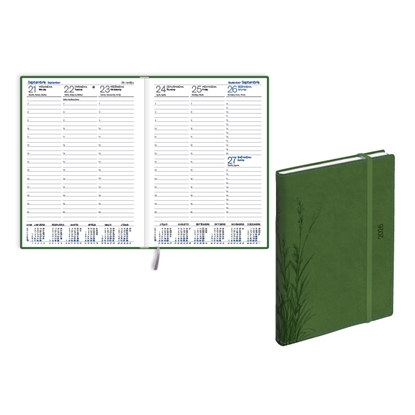 Picture of Plānotājs 2026 gadam EKO Prestige soft A5, nedēļa, mākslīgā āda, zaļš