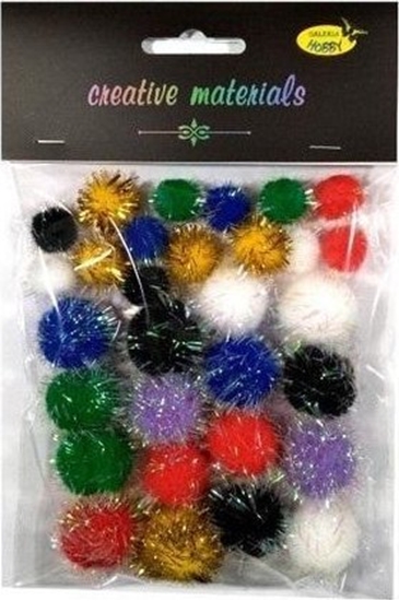 Picture of Pompony glitter kolorowe 15-25mm 30szt