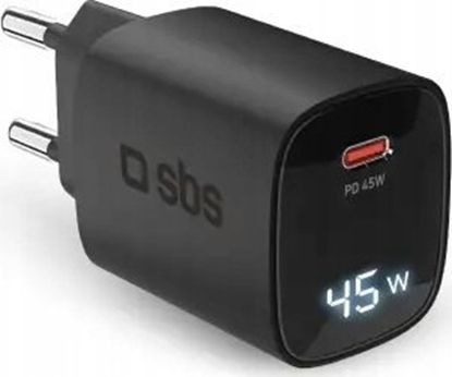 Attēls no SBS PD Travel Charger 45W USB-C LCD Display GaN black