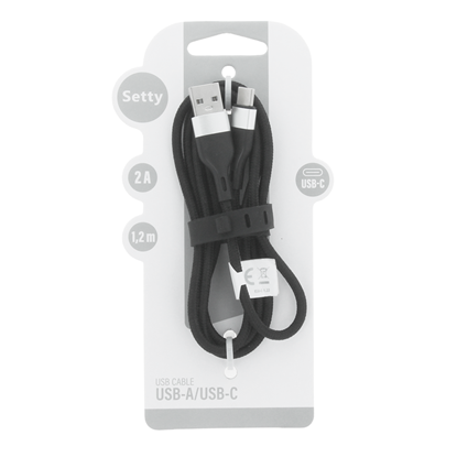 Attēls no Setty USB - USB-C cable 1,2 m 2A KNA-C-1.221 black