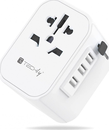 Attēls no Techly Techly Adapter Podróny Wtyków Zasilania EU/UK/USA adowarka 3x USB