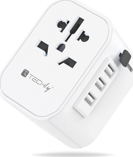 Picture of Techly Techly Adapter Podróny Wtyków Zasilania EU/UK/USA adowarka 3x USB