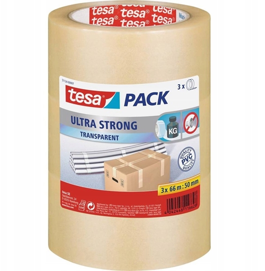 Picture of tesapack Paketband 3 Rollen transparent