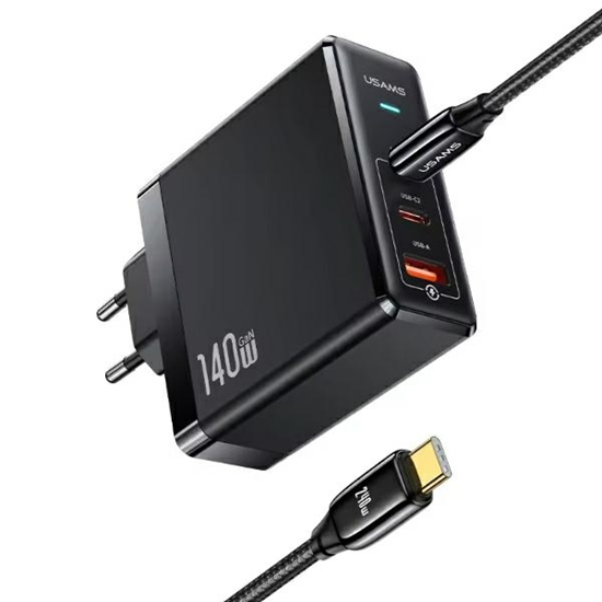 Изображение USAMS Ład. siec. 2xUSB-C+1xUSB T52 PD140W PD Fast 