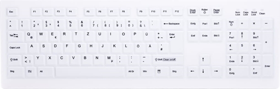 Изображение Cherry AK-C8100F-FU1-W/GE tastatūra Birojs RF Bezvadu QWERTZ Vācu Balts