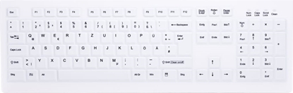 Изображение Cherry AK-C8100F-FUS-W/GE tastatūra Medicīnisks RF Bezvadu QWERTZ Vācu Balts