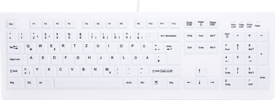 Изображение Cherry AK-C8100F-U1-W/GE tastatūra Medicīnisks USB QWERTZ Vācu Balts