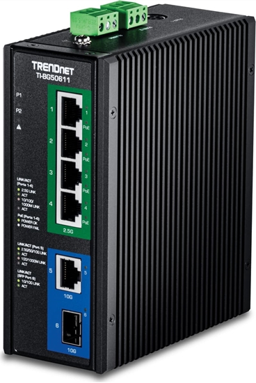 Picture of Trendnet TI-BG50611 Industrial  DIN-Rail Switch 2,5G 6-Port PoE++ mit 10G Ports