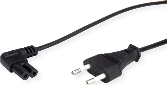 Picture of Value Euro Power Cable, 2-pin, C/ connector 90° angled, black, 1.8 m
