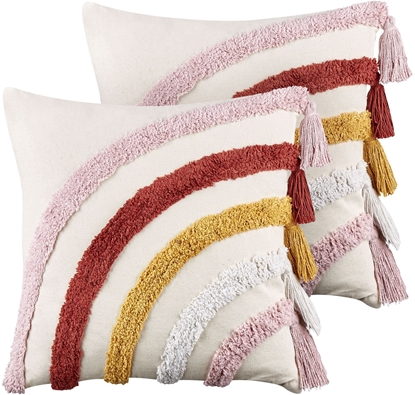 Picture of 2 baweniane poduszki dekoracyjne 45 x 45 cm wielokolorowe RAINSTAR
