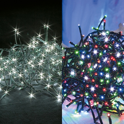 Изображение 200 LED diožu virtene, 20m, 2in1 auksti balta/krāsaina