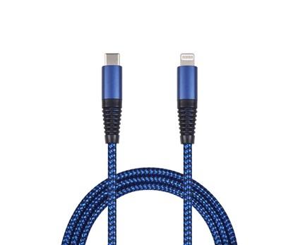 Picture of 2GO USB Lade-/Datenkabel Type-C - Lightning Nylon 1m blau