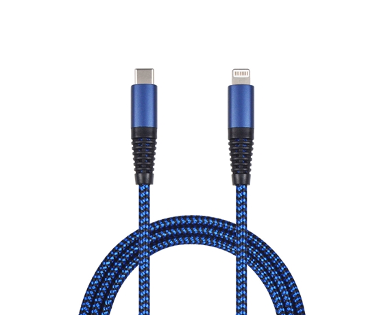 Picture of 2GO USB Lade-/Datenkabel Type-C - Lightning Nylon 1m blau