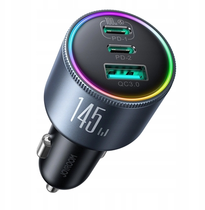 Picture of adowarka samochodowa Joyroom JR-CCN07 145W 2xUSB-C USB-A + kabel USB-C 100W - ciemnoszara