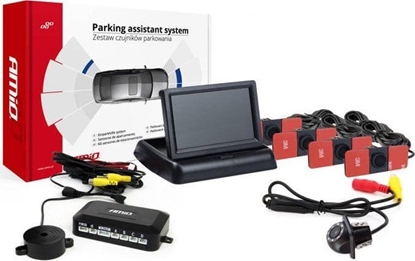 Picture of AMiO Zestaw czujników parkowania tft02 4,3" z kamer hd-305-led 4 sensory czarne wewntrzne