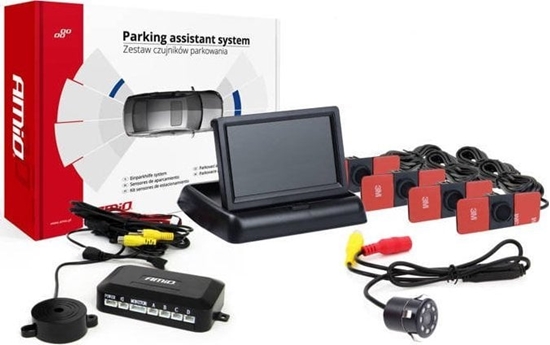 Picture of AMiO Zestaw czujników parkowania tft02 4,3" z kamer hd-307-ir 4 sensory czarne wewntrzne