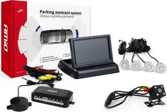Picture of AMiO Zestaw czujników parkowania tft02 4,3" z kamer hd-315-led 4 sensory srebrne