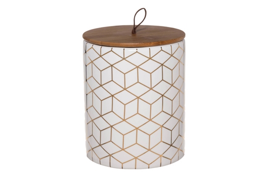 Picture of Bakalejas trauks 4living Cube 12x12x12,5cm balta ar zeltu