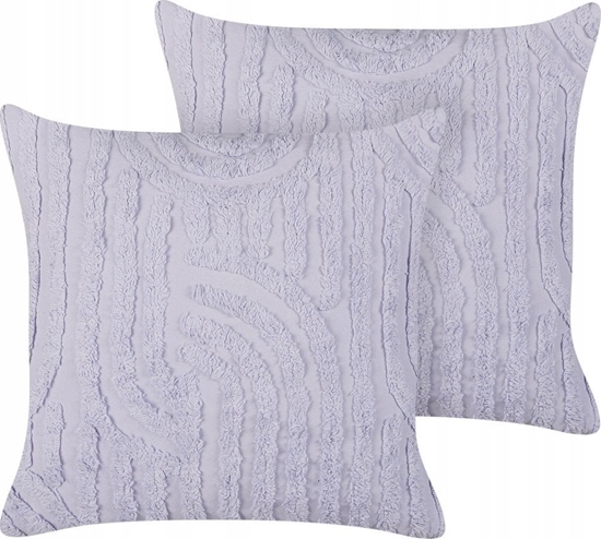 Изображение Beliani 2 baweniane poduszki dekoracyjne 45 x 45 cm fioletowe TELLIMA