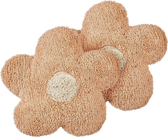 Picture of Beliani 2 baweniane poduszki dekoracyjne dla dzieci kwiaty 30 x 30 cm brzoskwiniowe SORREL