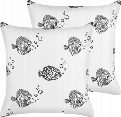 Attēls no Beliani 2 baweniane poduszki dekoracyjne dla dzieci w rybki 45 x 45 cm biae TWEEDIA