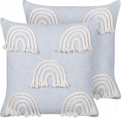 Attēls no Beliani 2 baweniane poduszki dekoracyjne motyw tczy 45 x 45 cm jasnoniebieskie LEEA