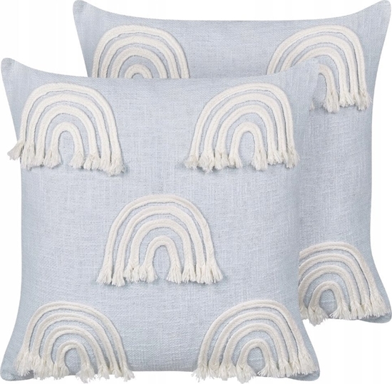 Picture of Beliani 2 baweniane poduszki dekoracyjne motyw tczy 45 x 45 cm jasnoniebieskie LEEA