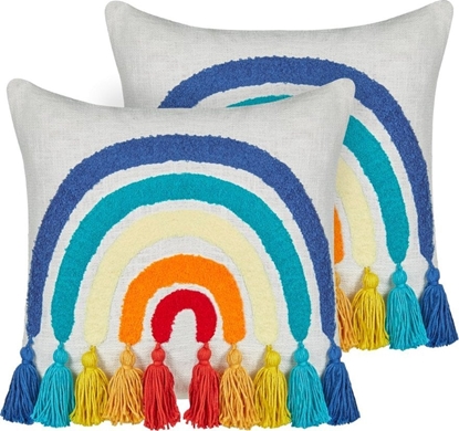 Attēls no Beliani 2 baweniane poduszki dekoracyjne motyw tczy 45 x 45 cm wielokolorowe DORSTENIA
