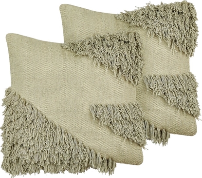 Attēls no Beliani 2 baweniane poduszki dekoracyjne tuftowane 45 x 45 cm zielone SOURWOOD