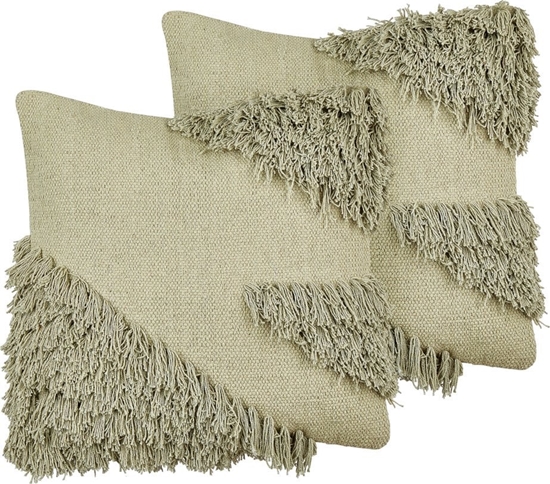 Picture of Beliani 2 baweniane poduszki dekoracyjne tuftowane 45 x 45 cm zielone SOURWOOD