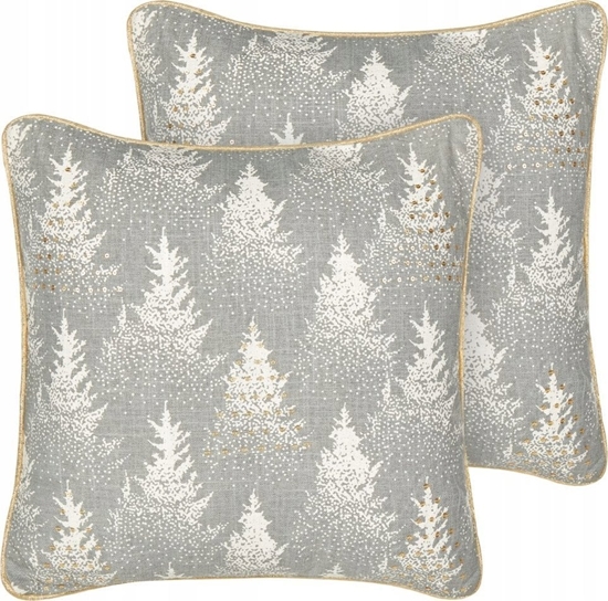Picture of Beliani 2 baweniane poduszki dekoracyjne w choinki 45 x 45 cm szare BILLBERGIA