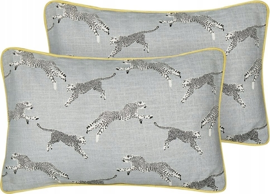 Picture of Beliani 2 baweniane poduszki dekoracyjne w gepardy 30 x 50 cm szare ARALES