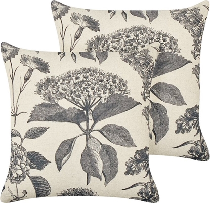 Attēls no Beliani 2 baweniane poduszki dekoracyjne w kwiaty 45 x 45 cm beowo-szare ROSEMARY