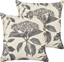 Picture of Beliani 2 baweniane poduszki dekoracyjne w kwiaty 45 x 45 cm beowo-szare ROSEMARY
