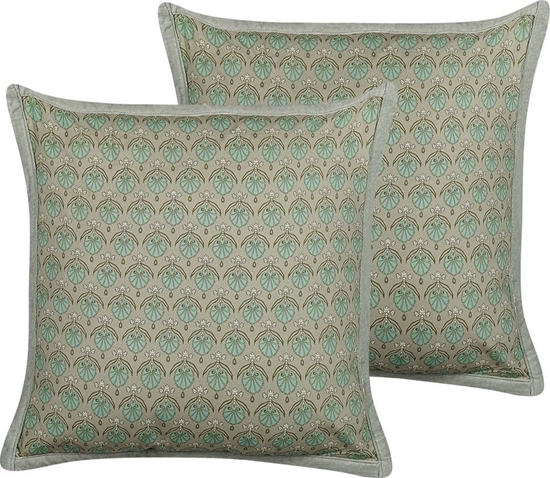 Picture of Beliani 2 baweniane poduszki dekoracyjne w licie 45 x 45 cm zielona PICTUS!