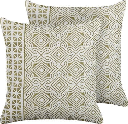 Attēls no Beliani 2 baweniane poduszki dekoracyjne w orientalny wzór 45 x 45 cm zielono-biae LARICS!