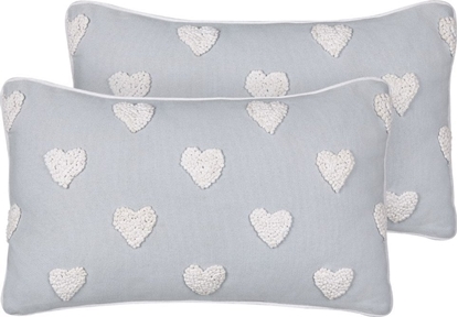 Attēls no Beliani 2 baweniane poduszki dekoracyjne w serca 30 x 50 cm szare GAZANIA