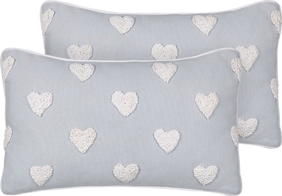 Picture of Beliani 2 baweniane poduszki dekoracyjne w serca 30 x 50 cm szare GAZANIA
