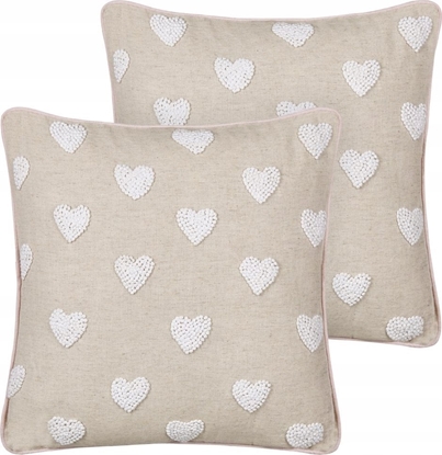 Attēls no Beliani 2 baweniane poduszki dekoracyjne w serca 45 x 45 cm beowe GAZANIA