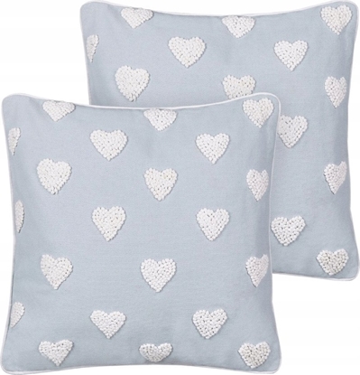 Attēls no Beliani 2 baweniane poduszki dekoracyjne w serca 45 x 45 cm szare GAZANIA