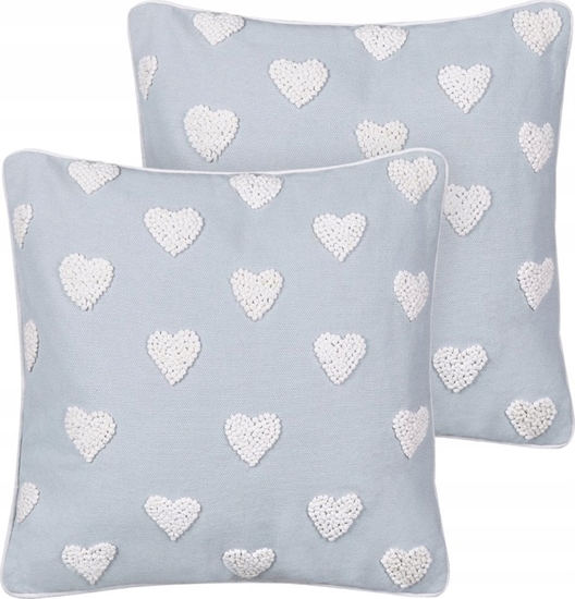 Picture of Beliani 2 baweniane poduszki dekoracyjne w serca 45 x 45 cm szare GAZANIA