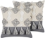 Изображение Beliani 2 baweniane poduszki dekoracyjne z frdzlami 45 x 45 cm beowo-szare ALOCASIA!