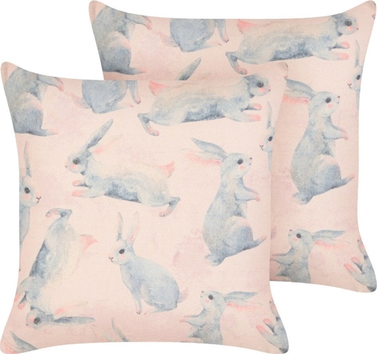 Picture of Beliani 2 baweniane poduszki dla dzieci w króliki 45 x 45 cm róowe RATIBIDA